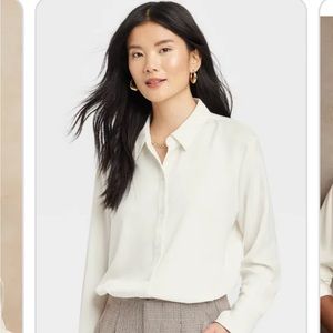 Prologue white flowy collared button down blouse
